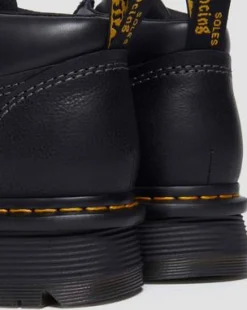 Zebzag afslappede snørestøvler i læder med 4 snørehuller in Sort