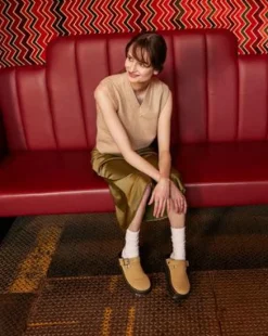 Zebzag Casual Slingback Platform-mules i ruskind in Cámel