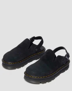 Zebzag Casual Slingback Platform-mules i ruskind in Sort