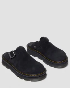 Zebzag Casual Slingback Platform-mules i ruskind in Sort